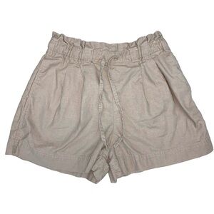 Uniqlo Paperbag High Waist Shorts Linen Cotton Oatmeal Relaxed Casual Summer